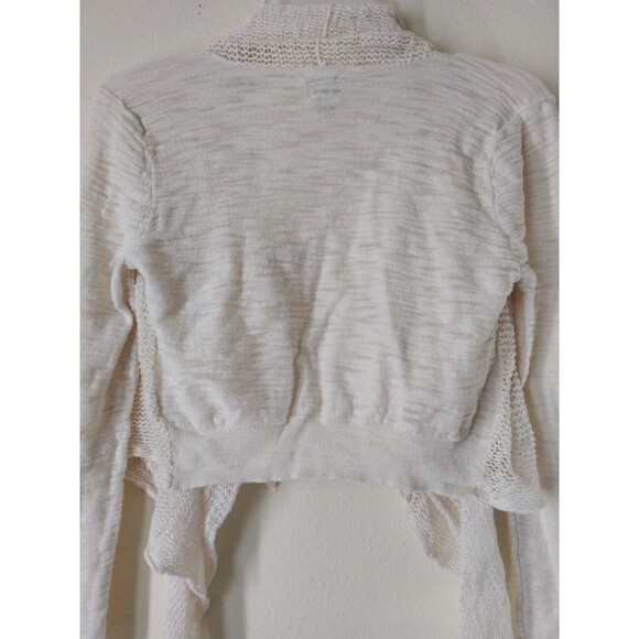 Converse Sweater Women's S Ivory White Shawl Open Front Shrug Long Sleeve Y2K - Picture 5 of 12